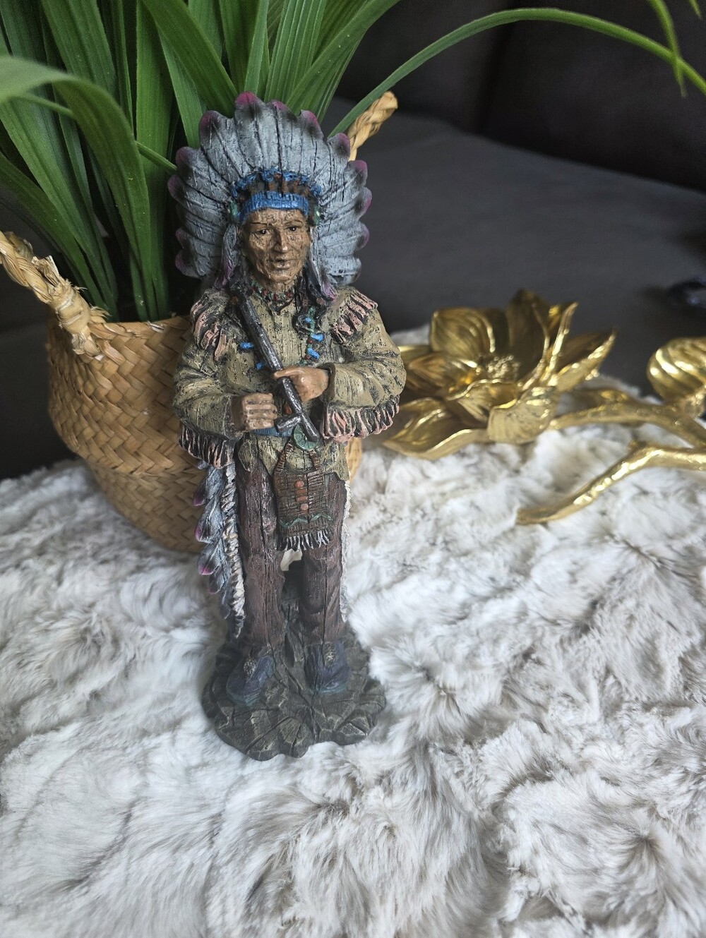 Hand-Painted Native Chief - Multicolor Home Art Figurine